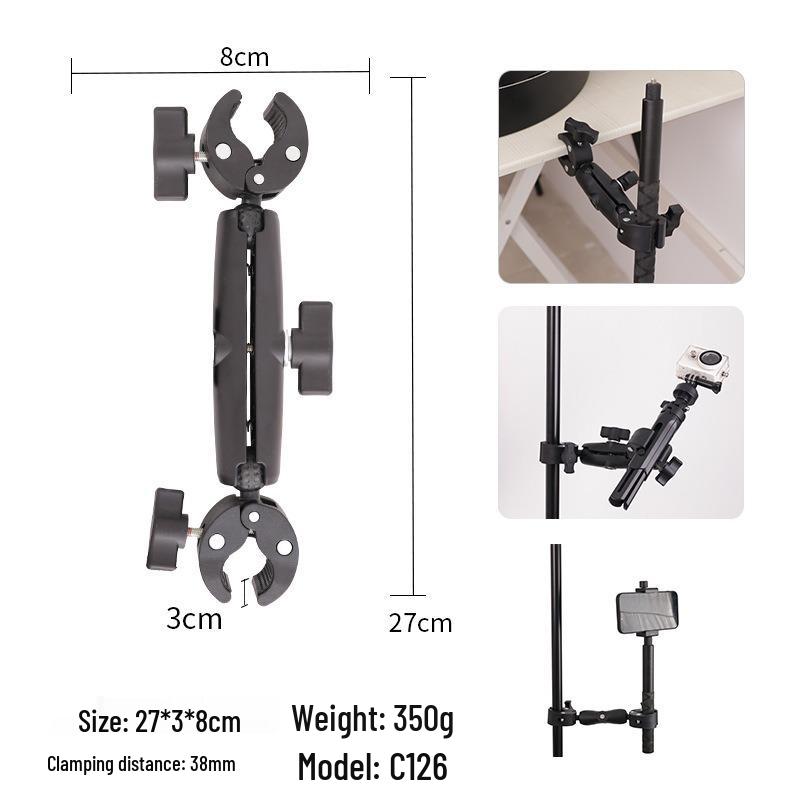 Dual-Headed Universal Action Camera Handlebar Mount Clamp for Motorcycles