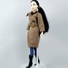 Winter Warm Fashion Office Khaki Coat for Barbie Doll Outfits Clothes Hat for Barbie Doll Black High Heel Shoes for 1:6 BJD Doll