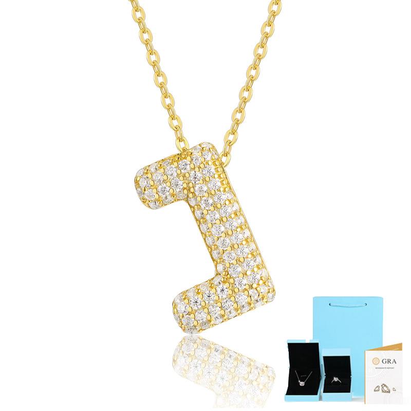 Letter Pendant Necklace 925 Silver Plated 18K Gold Collarbone Chain Fashionable Versatile Moissanite Chain