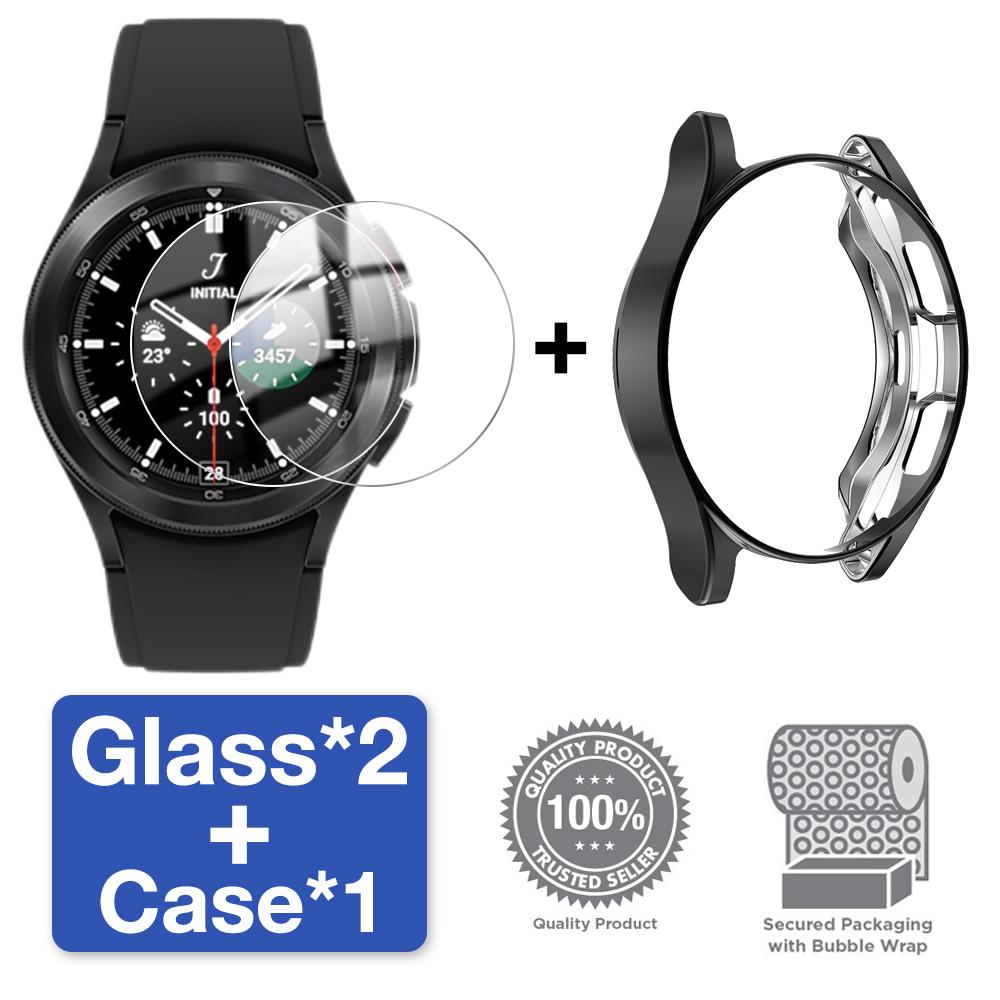 Case + Tempered Glass For Samsung Galaxy Watch 4 Classic 42/46mm Anti-scratch Screen Protector & Bumper Protective Case Cover