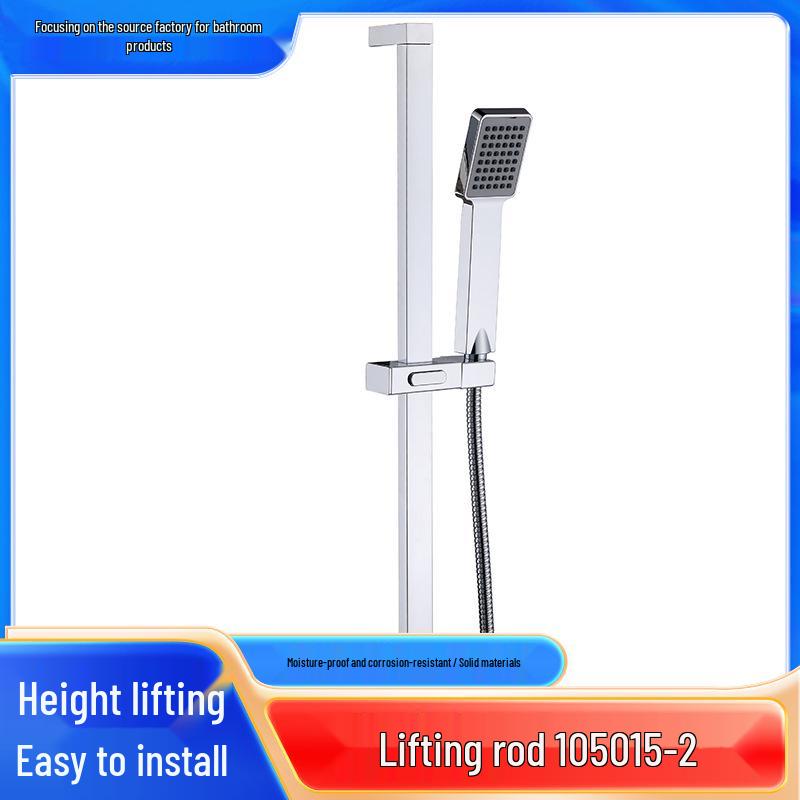 

Three-Function Thermostatic Shower Head Set with Adjustable Lift Rod for Home or Hotel