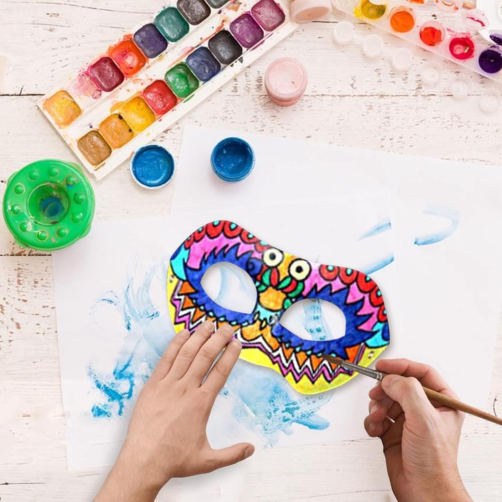 PARAOR 16PCS DIY White Masquerade Mask Paintable Paper Mache Mask White Half Face Masks for Mardi Gras Cosplay Masquerade Dance Party Halloween