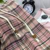 145cm Vintage Pink Plaid Drawstring Wide Leg Pants - Women's Slimming Straight Leg Summer Casual Loose Fit