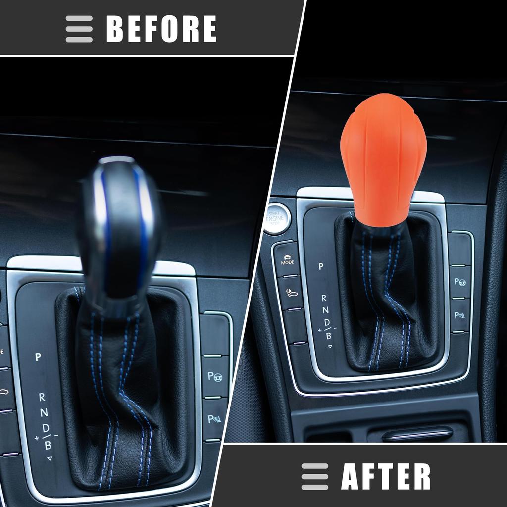 ACROPIX 2 Stück Auto Schalthebelabdeckung Handbremshebelabdeckung Anti-Rutsch Silikon Universell Passend Orange