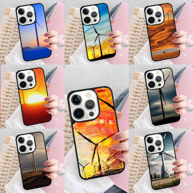 Windmill Over Sunset Enviromental Phone Case For iPhone 17 Air 15 16e 14 13 Pro Max Coque 12 11 Pro Max PLUS cover