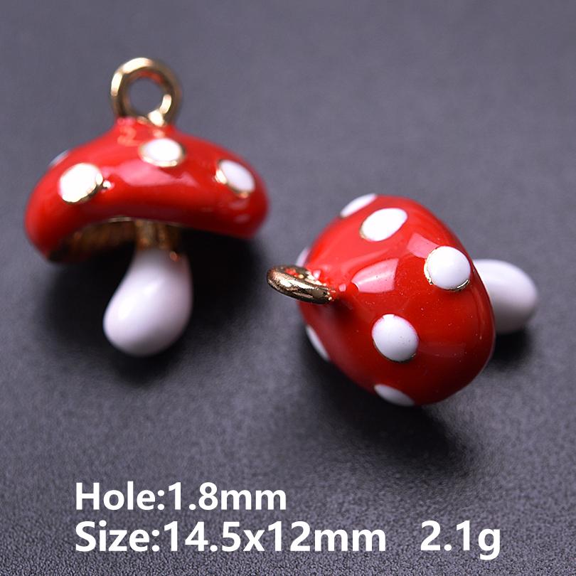 5pcs/Lot Cute Three-Dimensional Fruit Charm Enamel Cherry Mushroom Strawberry Pendants For Jewelry Making Supplies Banana Charms