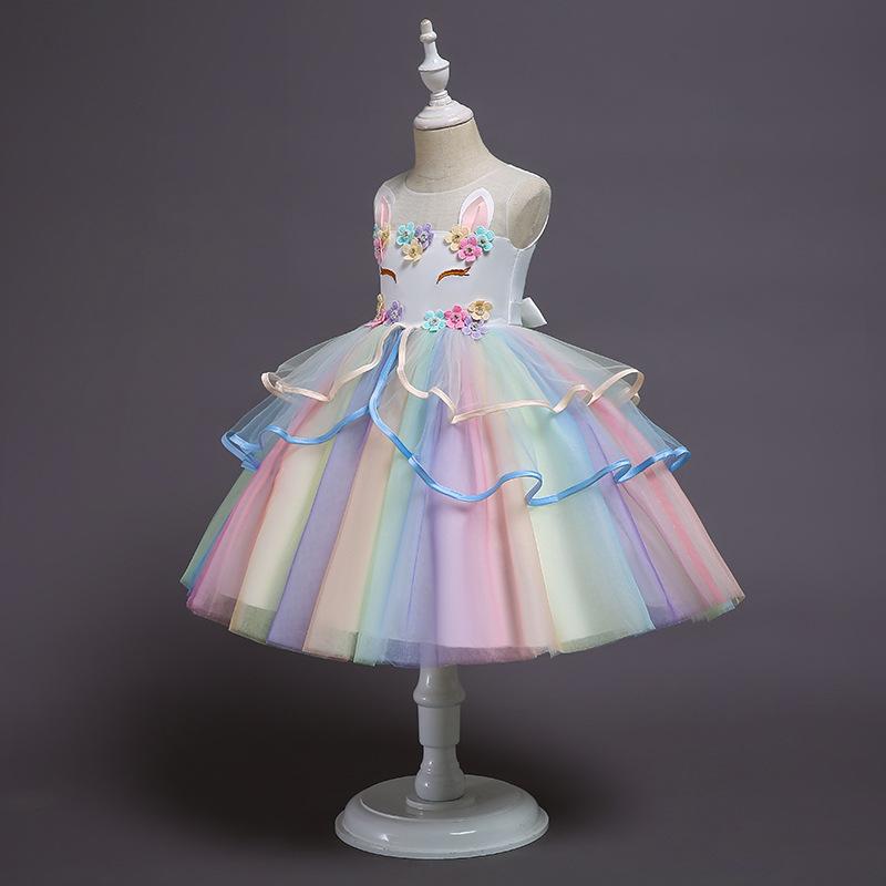 Girls Princess Dress Birthday Bow Dress Children's Pumple Dress Girls' Host Performance Dress