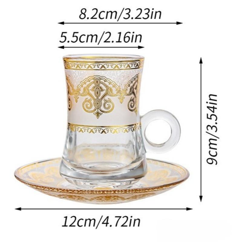 Set de 6 Mini Tasses à Café Transparentes Style Européen Tasse Luxe Léger Tasse à Thé de l'Après-midi Service à Boire pour la Maison