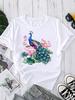 (Asian Size) Tee Fashion Print Casual Top O-neck Short Sleeve T-shirts Sweet Flower Style 90s T Graphic Female Women's Clothing