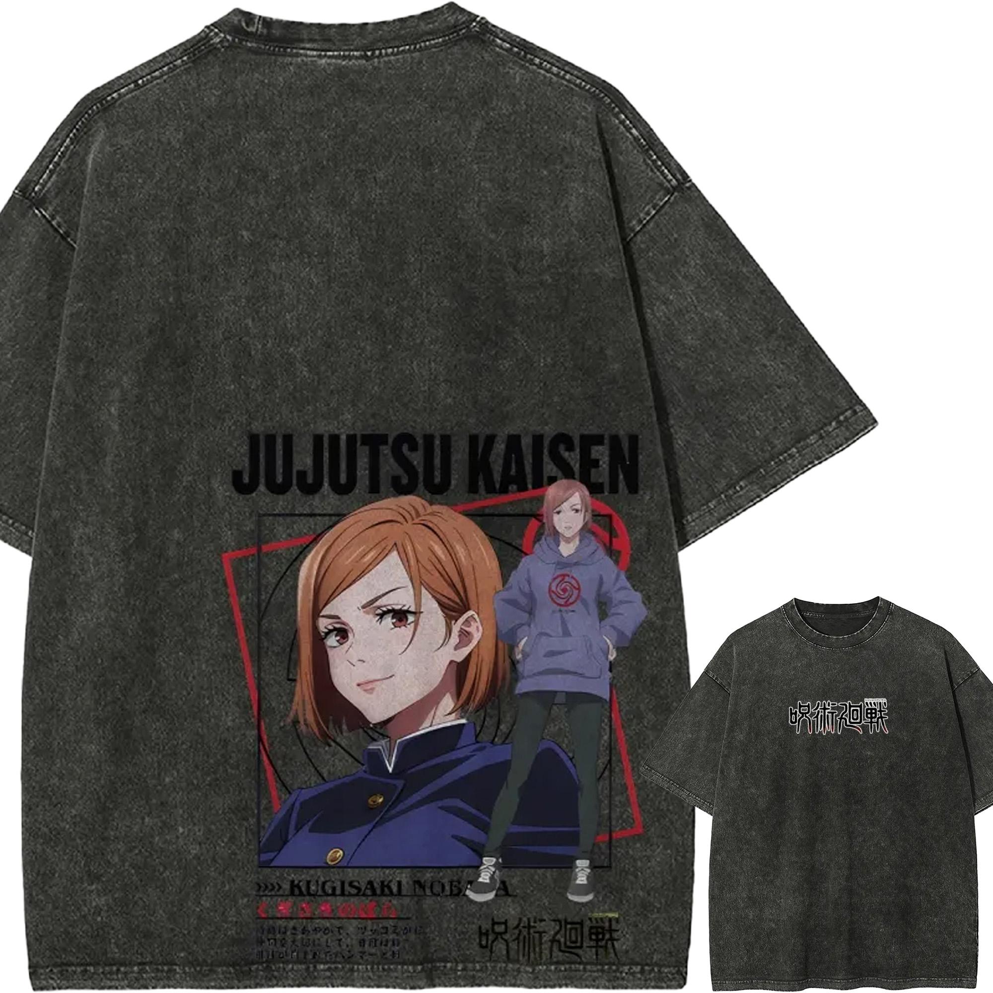 

Nobara Kugisaki T-shirt Jujutsu Kaisen Anime Graphic Tee Vintage Washed Oversized Retro Harajuku Streetwear Cotton Men Woman M
