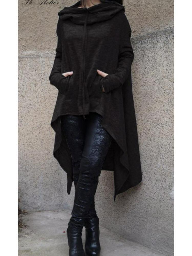European American Style Autumn Winter Solid Color Long Hooded Sweatshirt 9308 Collection