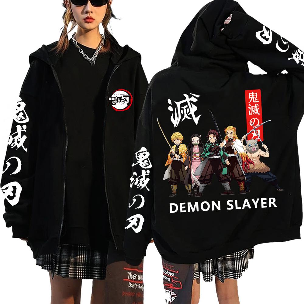 Demon Slayer Zipper Sweatshirts Zip Up Hoodie Anime Hoodies Unisex Hip Hop Streetwear Nezuko Kamado Graphic Y2K Clothes