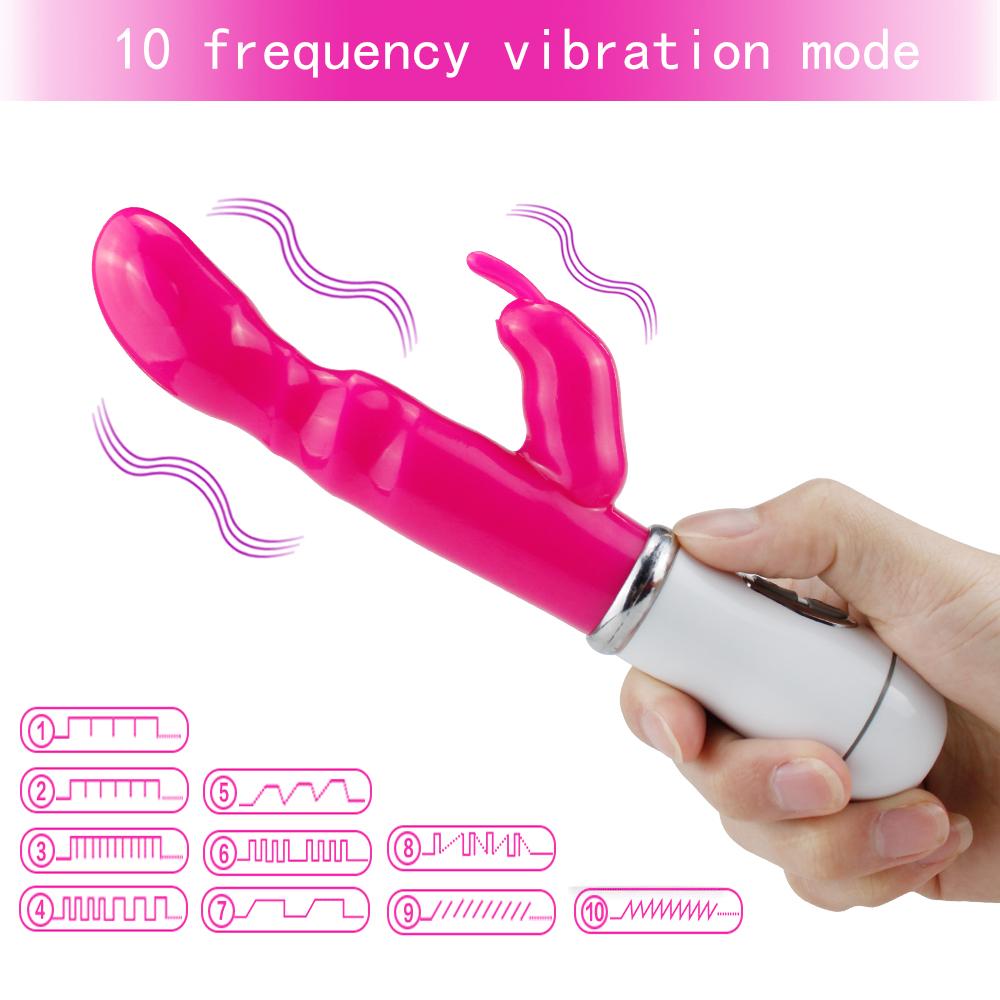 Dual Vibration Rabbit Dildo Vibrator Sex Toys for Women Silicone  Vagina Clitoris Massager G Spot Stimulator Female Masturbator