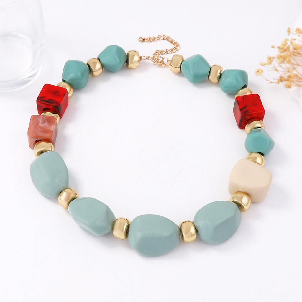 European and American Simple Fashion Versatile Daily Irregular Geometric Beads CCB Exaggerated Necklace Women's Necklace Accessories