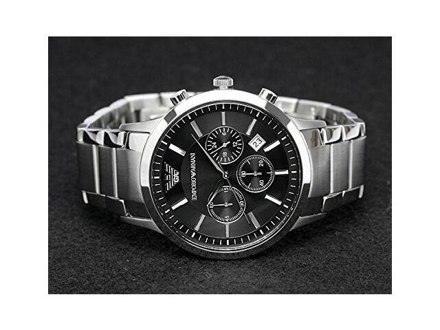Emporio Armani Chrono Quartz Men's Watch AR2434 Silver Stainless Steel Day NEW
