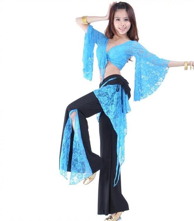 Belly Dance Performance Set Lace Pants Lace Top Oriental Dance Ethnic Dance Belly Dance Performance Set