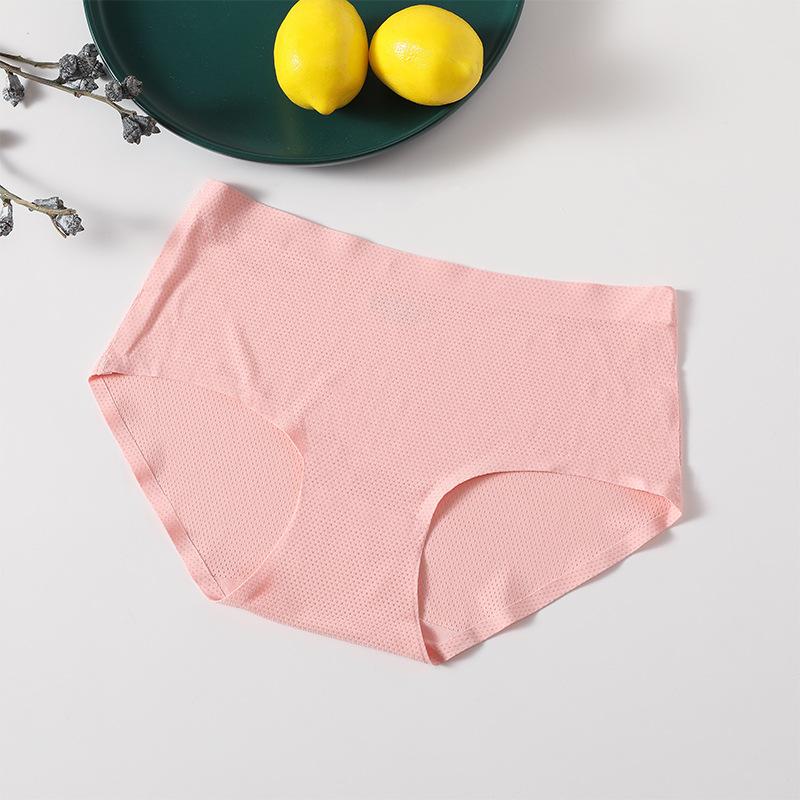 Plus Size Breathable Holes Panties Women Lingerie Solid Knickers Seamless Female Mid-rise Briefs