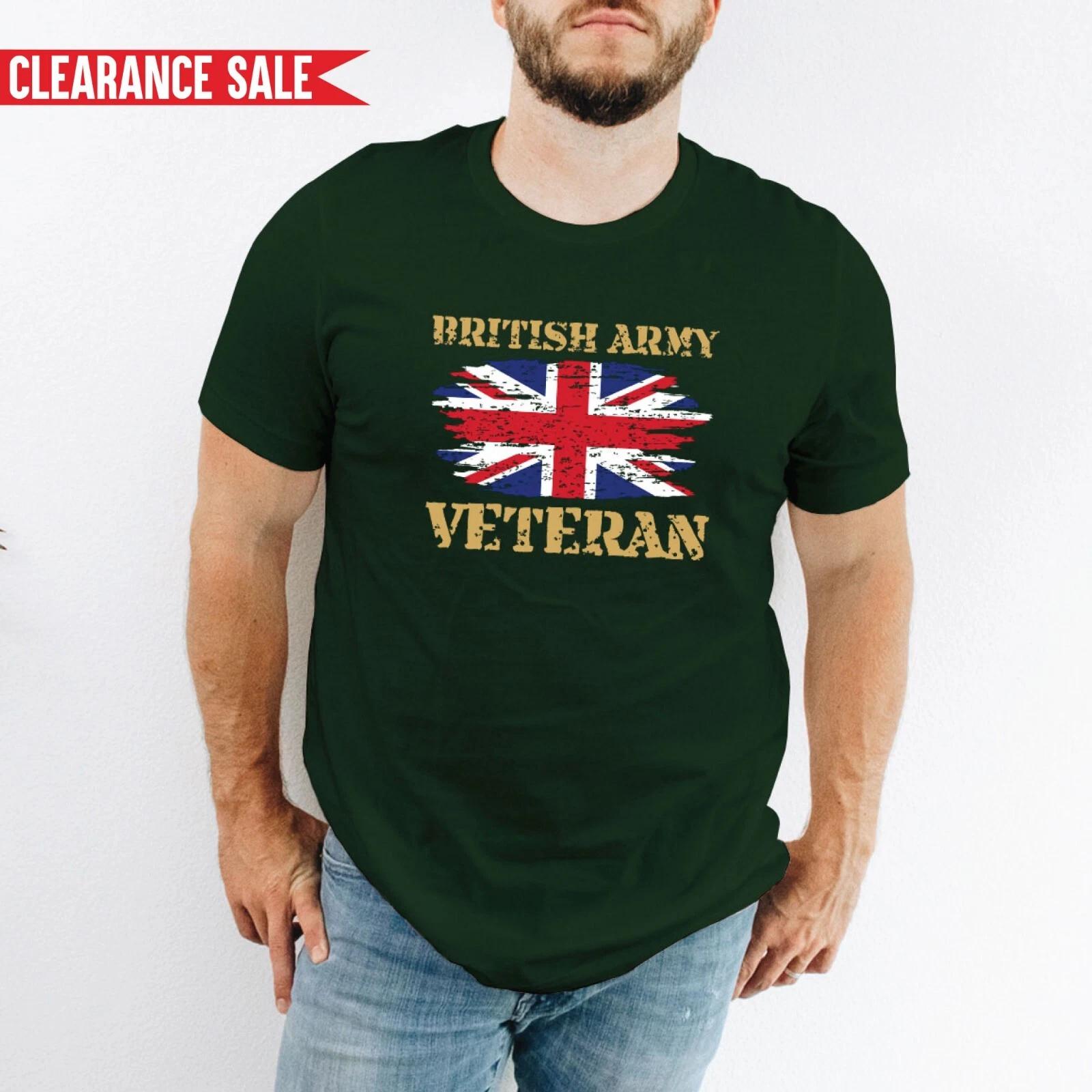 British Army Veteran T-Shirt Printed Remembrance Day British Flag Unisex Tee Top S