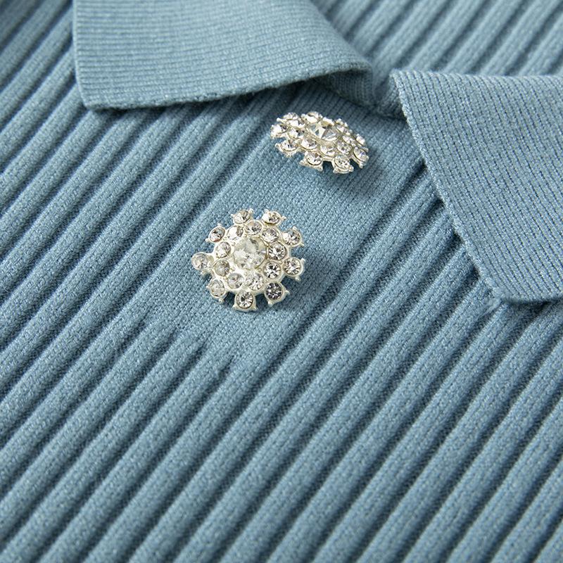 Women's Autumn And Winter Knitted Solid Color Collar A-Line Dress Fashionable And Versatile Base Dress