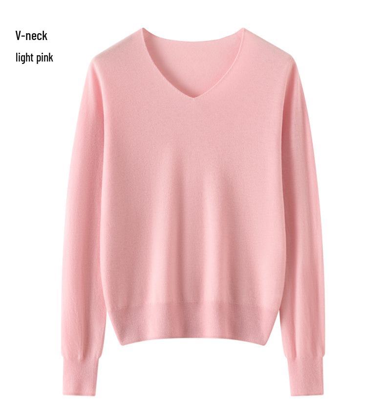 Women's 100% Pure Wool Seamless Knit Sweater, Machine Washable, Round Neck Spring Top