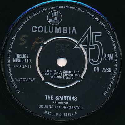 Disc de 7 inch SOUNDS INCORPORATED - The Spartans / Detroit DB7239 Columbia 1964 UK Rock Folosit