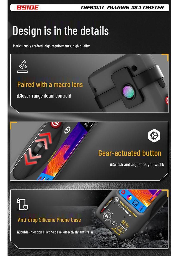 Infrared Thermal Imager & Digital Multimeter with Capacitive Touchscreen for Electrician Maintenance