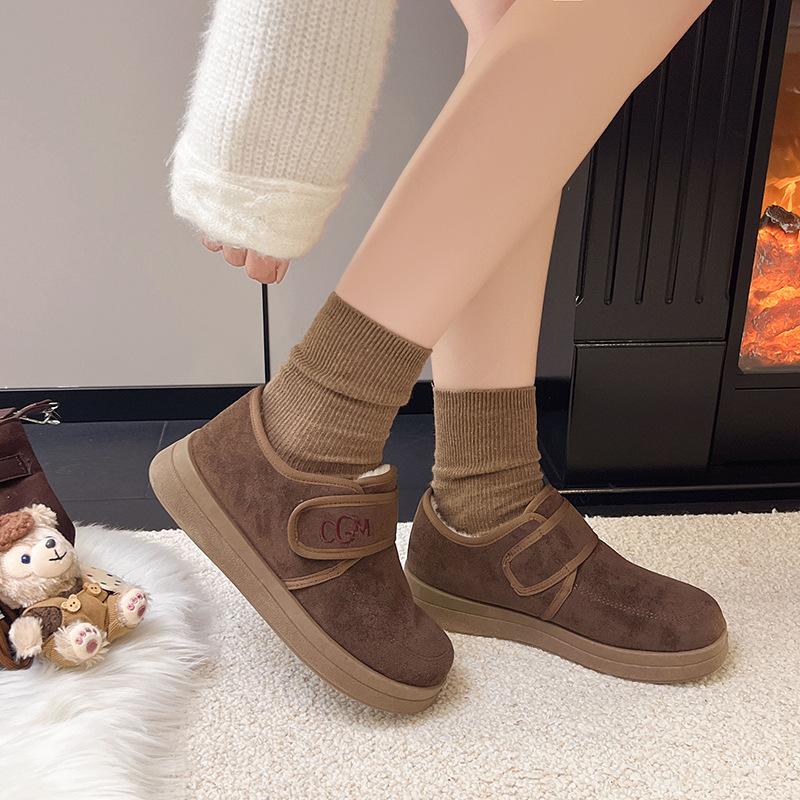 2025 autumn and winter shoes Velcro fleece thickened Boken shoes Velcro versatile non-slip warm cotton boots