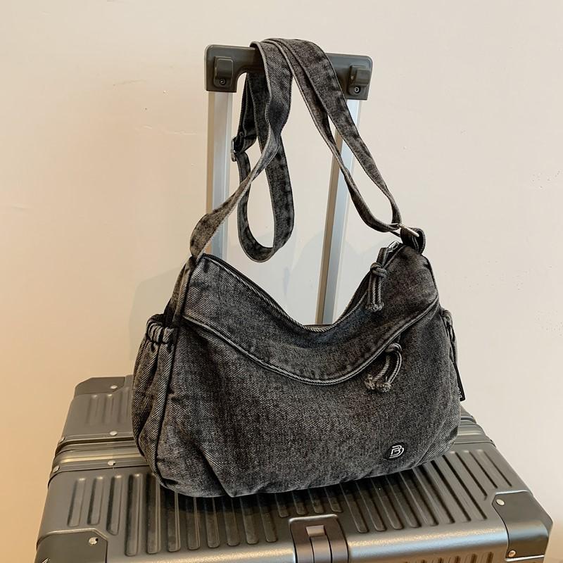 Torba Jeansowa Damska Torba Crossbody Duża Pojemność Dojazdy Torba na Ramię