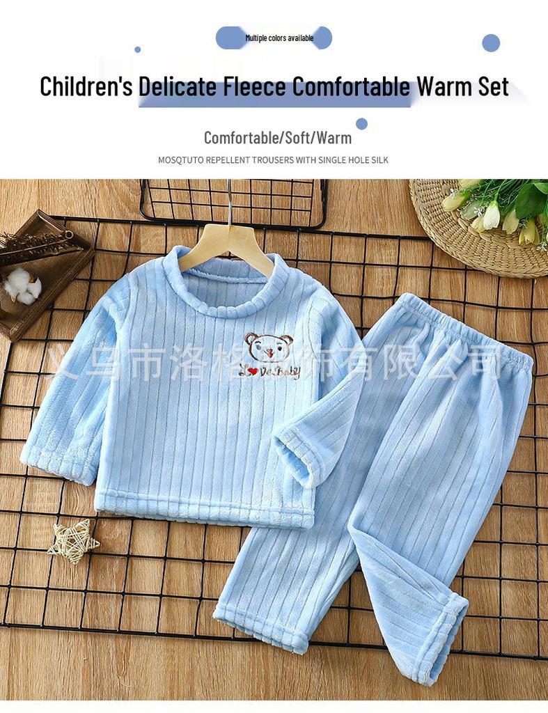 Thick Warm Flannel Pajama Set for Toddlers - Boys & Girls, Autumn/Winter Collection