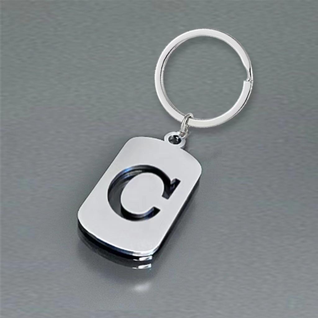 Stainless Steel 26 English Letters Keychain - Stylish Alphabet Pendant for Backpack or Car