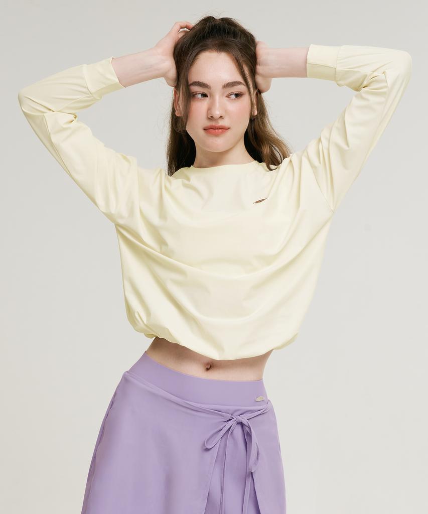 Leijibi Air Pastel String Loose Fit Women'S Long Sleeve Rash Guard Coconut Milk