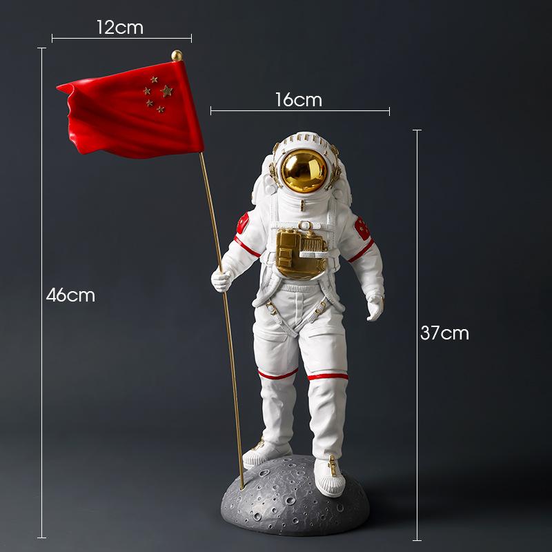 Kreativní dekorace astronauta s červenou vlajkou do obývacího pokoje, vinotéka, jednoduchá domácí dekorace, dekorace na stůl a kancelář...