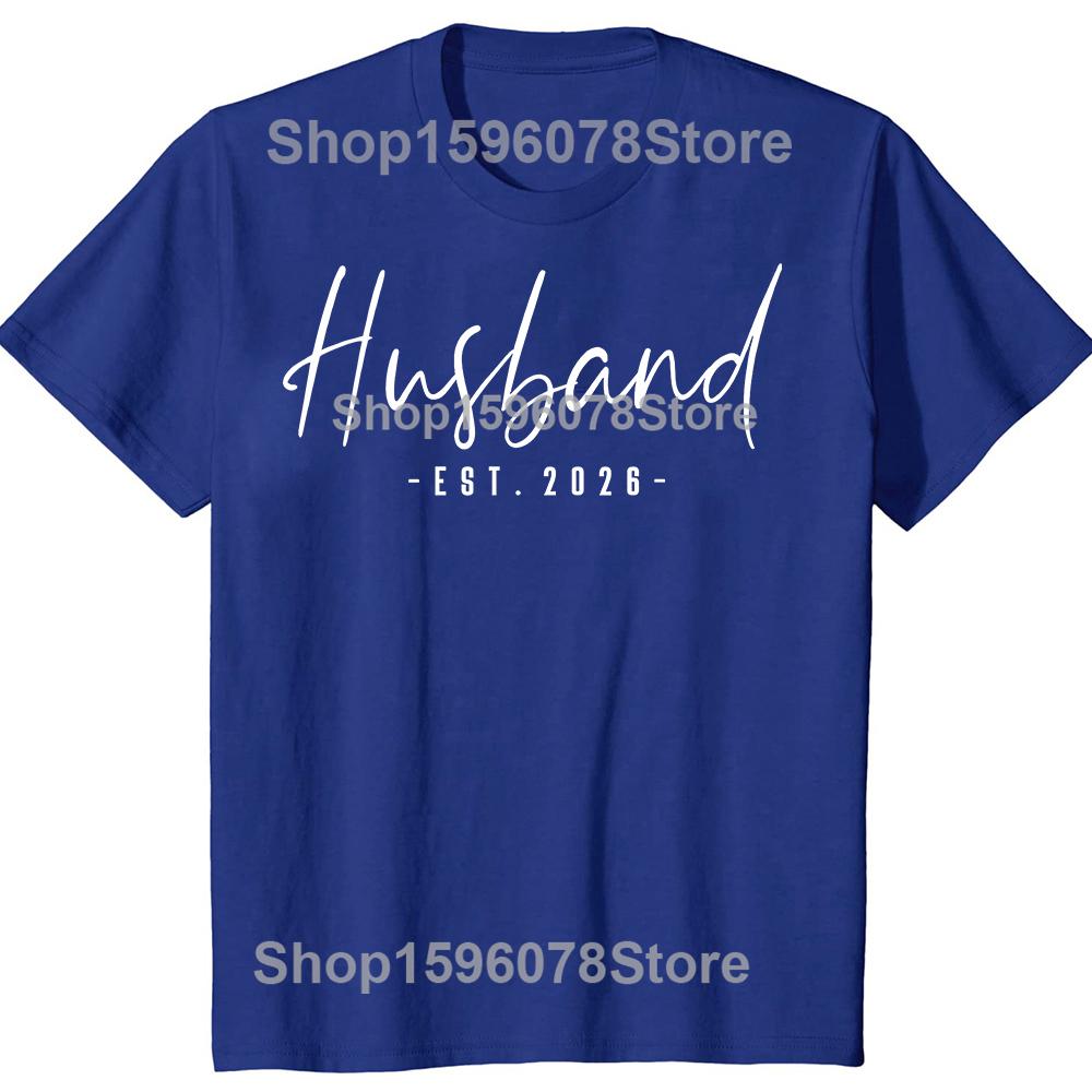 Husband Est 2026 Just Married Wedding Couple 100 Cotton Tshirts Men Fashion Casual Tshirt Loose Oversized Streetwear T Shirt
