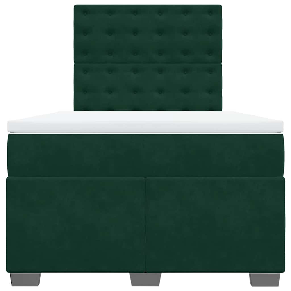 Box Spring Bed with Mattress Dark Green 120 x 200 cm Velvet