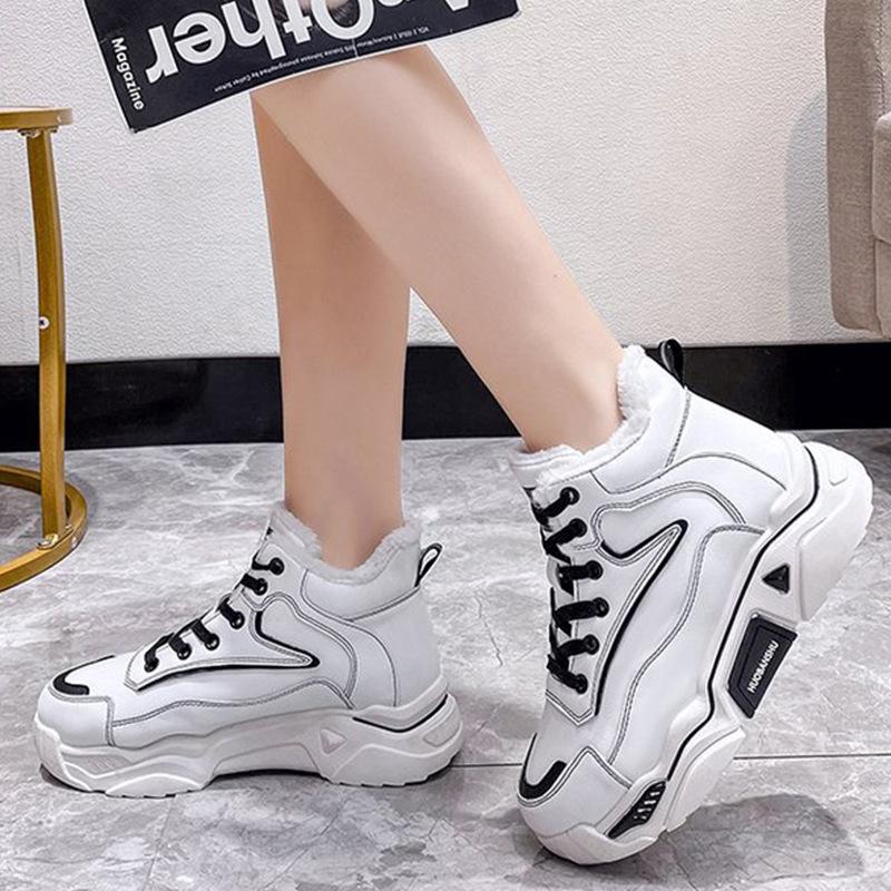 Inner heightening dad shoes women's autumn and winter platform student sports ins velvet warm cotton shoes