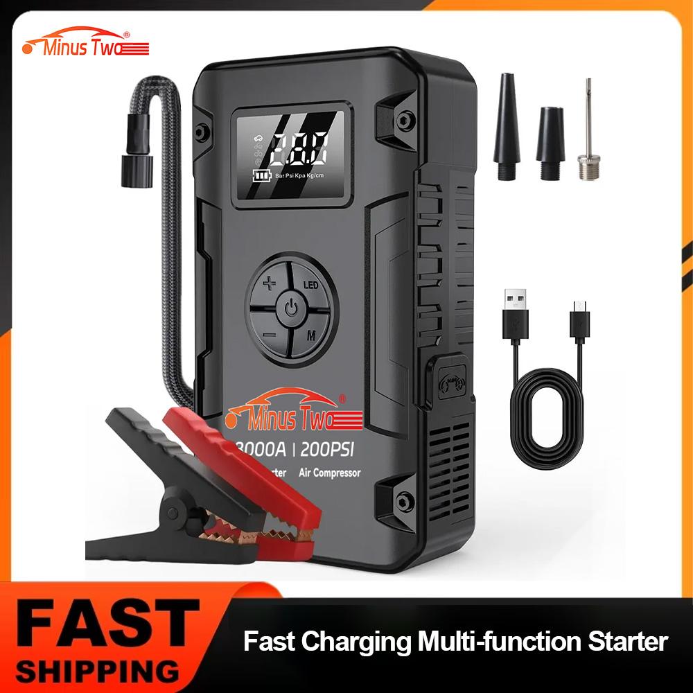Car Jump Starter Outdoor Portable Power Supply Multifunctional Vehicle Starting Device 6000mAh black