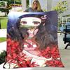 3D Nezuko Demon Slaye Anime Plush Blanket,Children's Flannel Blanket Throw Blanket for Living Room Bedroom Bed Sofa Picnic Cover