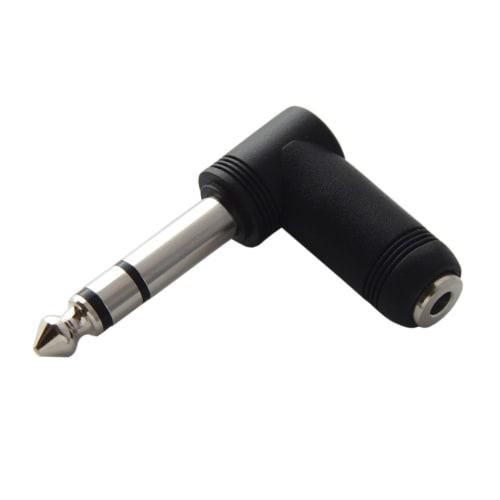 L-shaped 3.5mm stereo mini plug to 6.3mm stereo standard plug adapter for headphones, amplifiers, digital pianos, keyboards, guitars, electric guitars