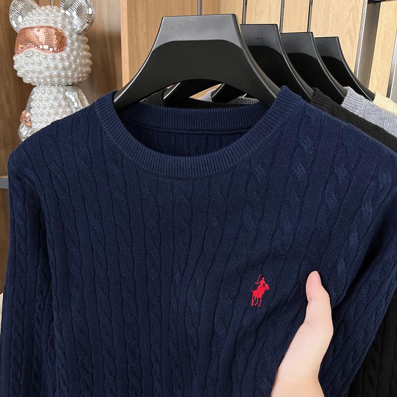 Autumn/Winter Anti Pilling Sweater Embroidered Fried Dough Twists Solid Long Sleeve Knit Sweater German Velvet Sweater