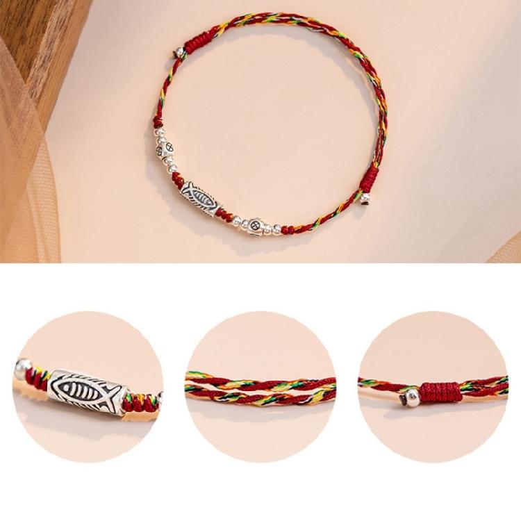 Kois Fish Pendant Bracelet Colorful Cord Handchain Adjustable Handwoven Bangles
