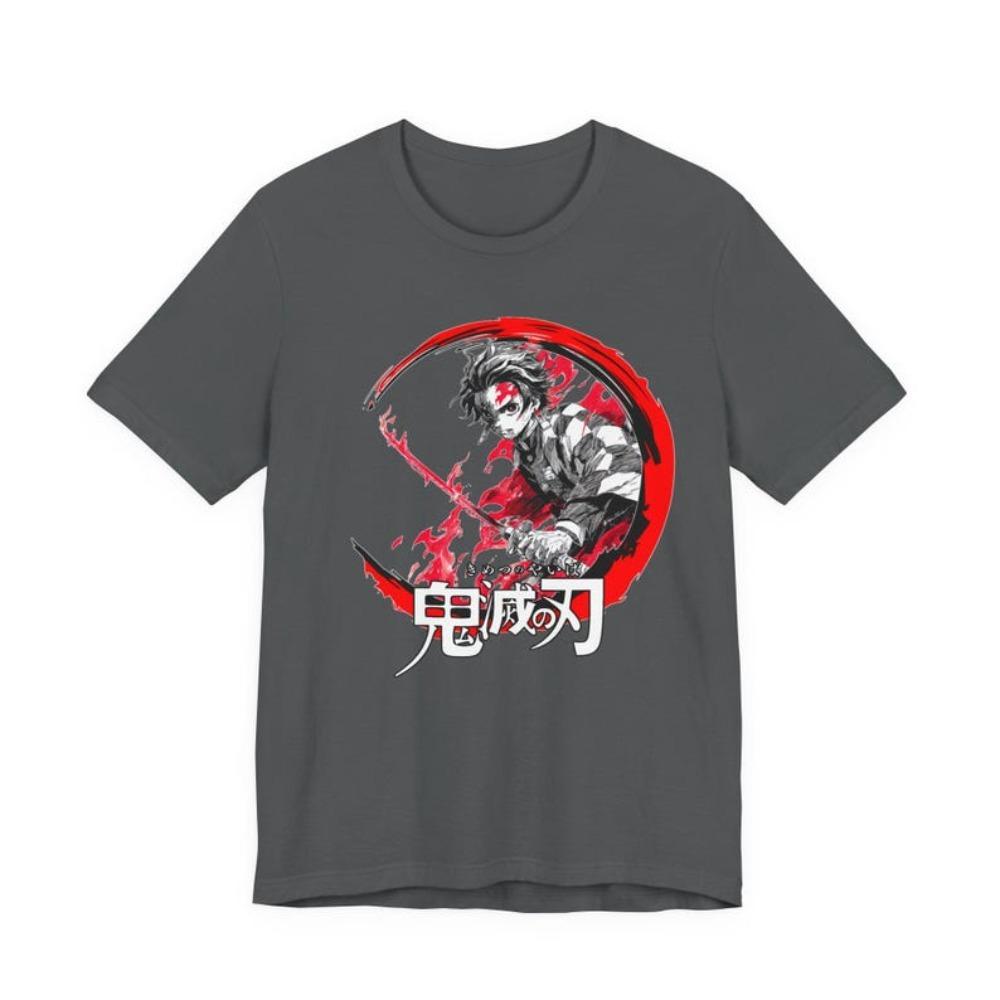 Demon Slayer Mitsuri Kanroji (Ich liebe Hashira) Vintage gewaschenes doppelseitiges Grafik-T-Shirt, übergroßes Anime Streetwear-T-Shirt, Unisex Freizeit-Oberteil