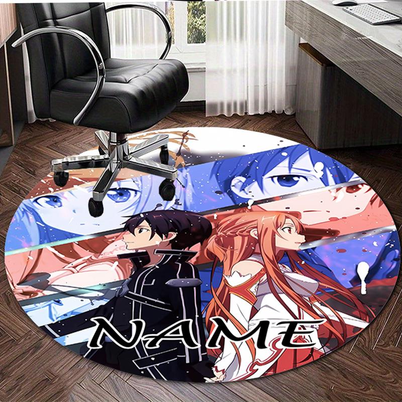 Personalized S-Sword Art Online Round Chair Office Rug - Perfect for Mat, Office Chair & More - Ideal Gift for Birthdays and Holidays