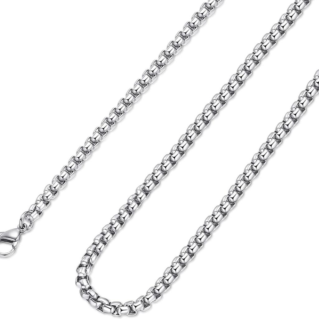 Colier cu lanț rolo din oțel inoxidabil 2,4 mm 23,6 in Colier cu lanț brut pentru bărbați, femei, bijuterii