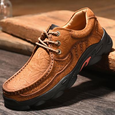 Fashion Genuine Leather Men Casual Shoes Luxury Brand Lace Up Sneakers New Trendy Man Hiking Shoes Comfy All-match Male Treking Footwear