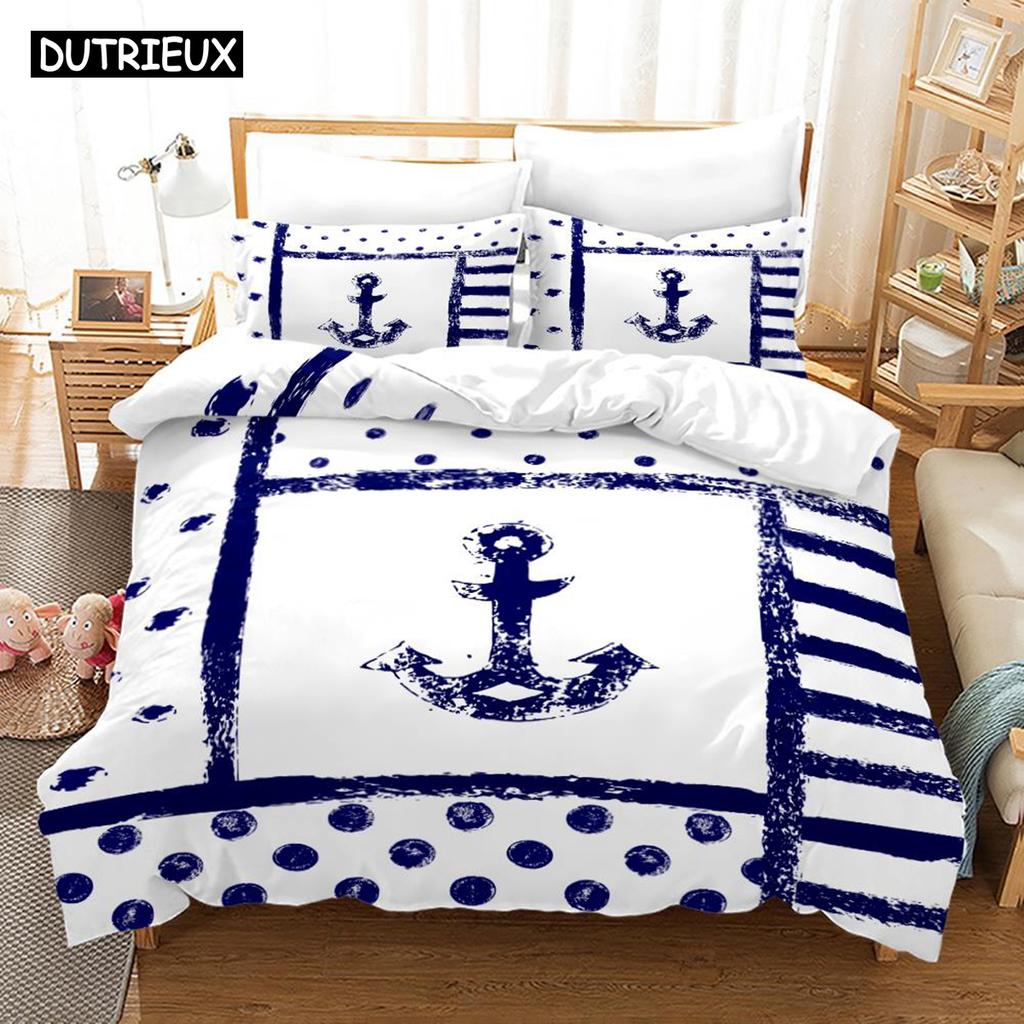 Nautical Ocean Anchor Bedding Sets 2022 Ocean Spirit Duvet Cover Bedding Set King Queen Bed Linen With Pillowcase Bedclothes