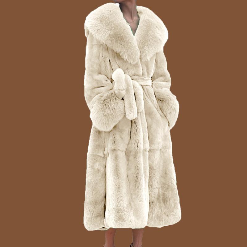 Autumn and winter big fur collar fashion fur coat women's medium and long thickened temperament loose casual coat