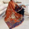 New Winter Imitation Cashmere Scarf for Women Literary  Light and Luxurious Style  Jiangnan Jacquard Scarf Plus Velvet Warm Shawl