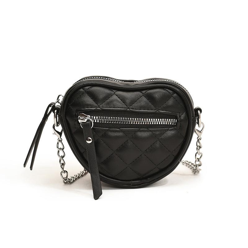 Kids Love Heart Chain Crossbody Bag Pink Pu Coin Wallet With Trendy Stitching