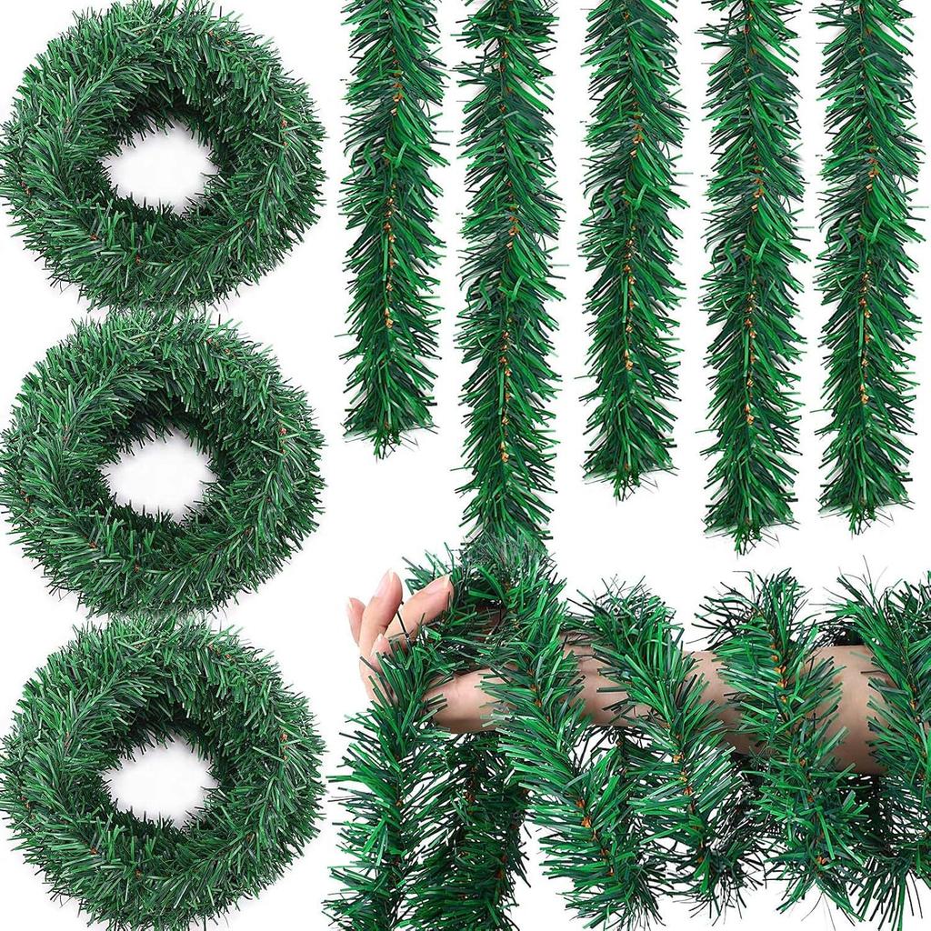 Simulation Pine Needle Rattan Christmas Decorations, Christmas Tree Ring Accessories Venue Decoration