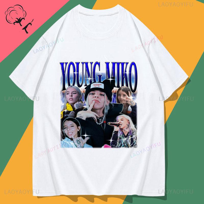 

Young Miko T-shirt Women 100% Cotton Camisetas Baby Miko Hot Sale Popular Shirt Hip Hop Streetwear Harajuku Music Clothing 4XL